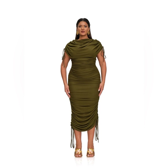 Andrea Iyamah RATU MESH DRESS in Olive size small - Picture 5 of 7